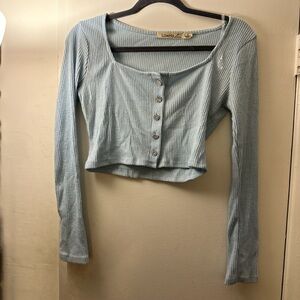 Liberty love blue crop top long sleeve